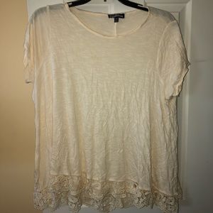 Cream T-Shirt with Lace Detail